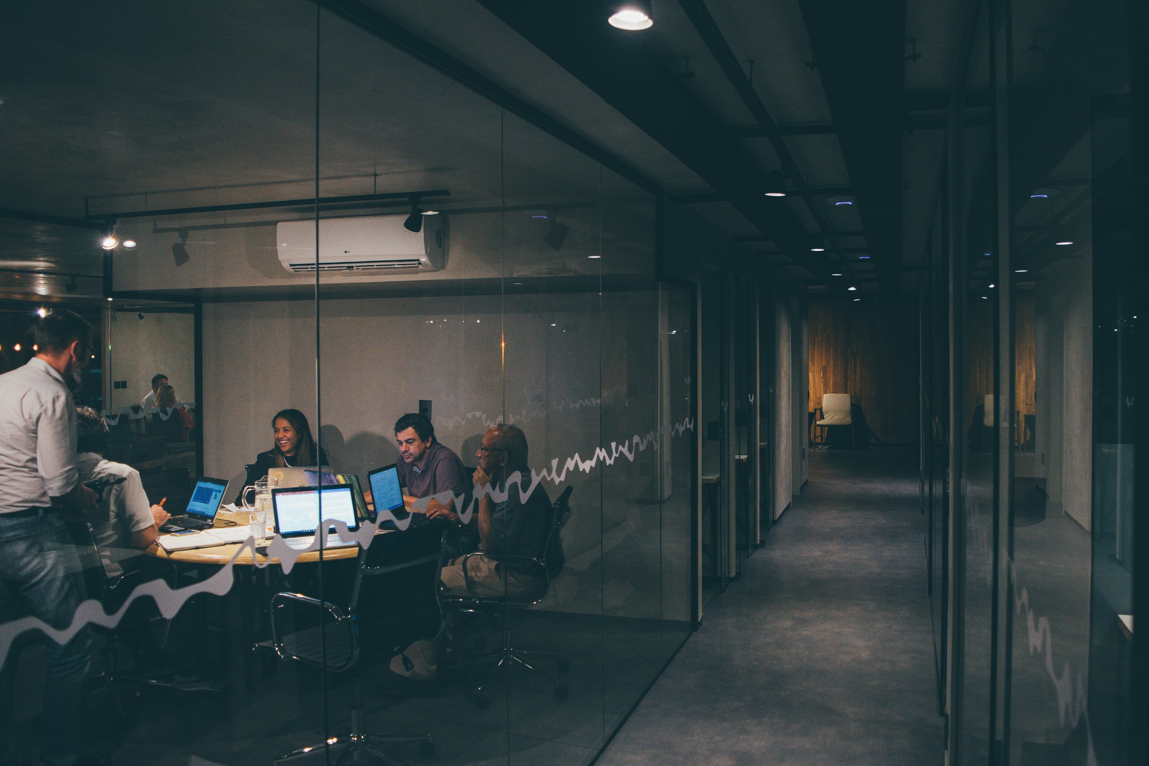 Team meeting in a modern office space